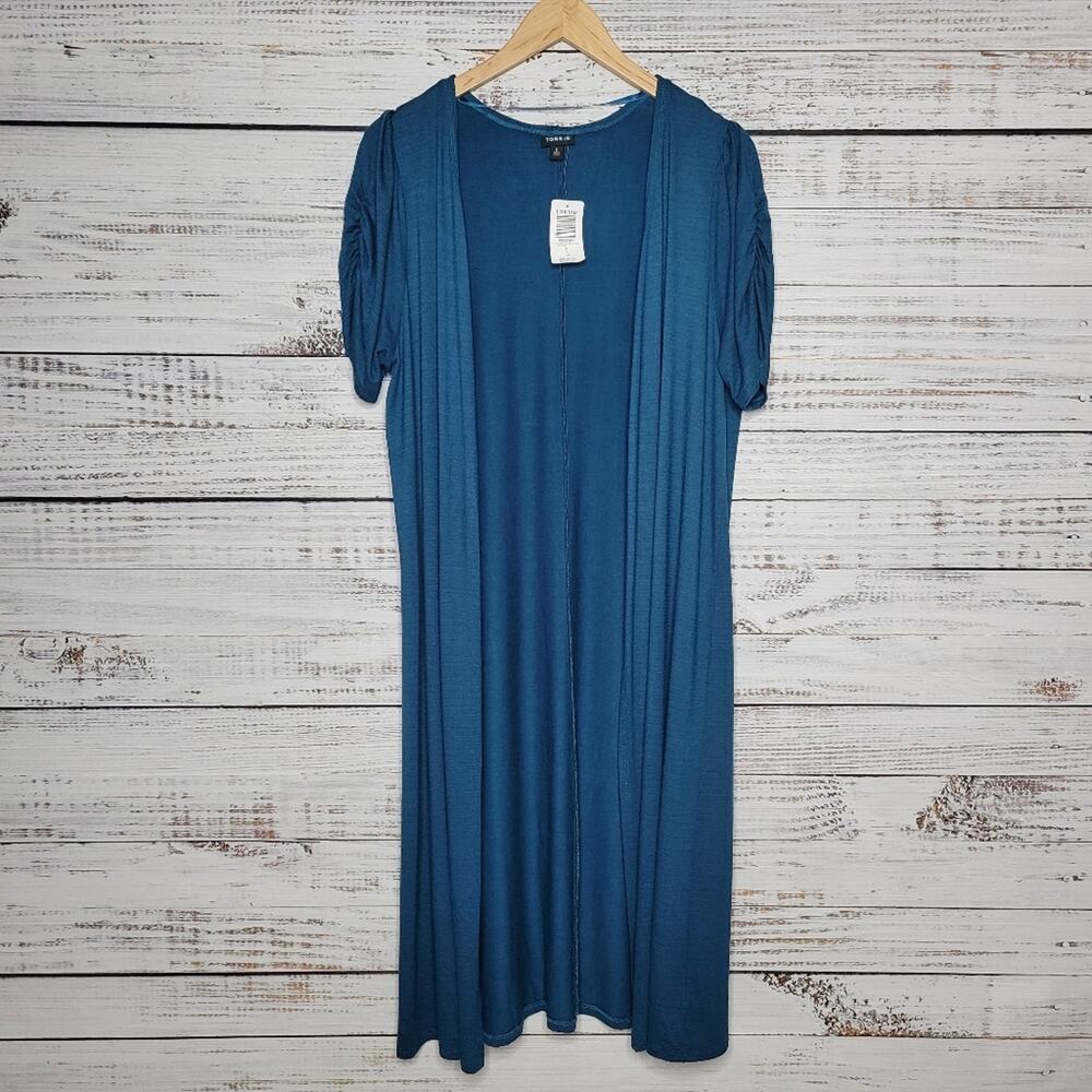 Torrid Fit and Flare Short Sleeve Duster Teal Blue Green | Torrid Size 0